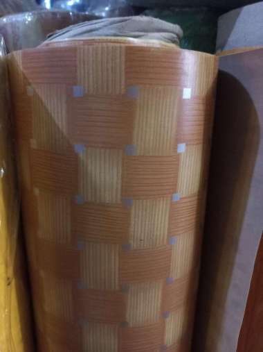 Karpet Plastik Vinyl untuk Lantai/Taplak meja Motif Tikar Anyam Orange