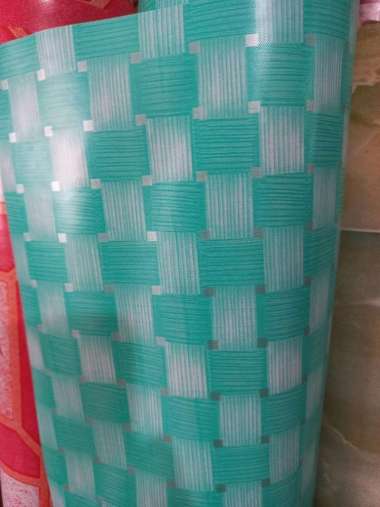 Karpet Plastik Vinyl untuk Lantai/Taplak meja Motif Tikar Anyam Hijau