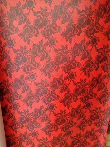 Perlak/Spon Meteran Warna Merah Motif Bunga