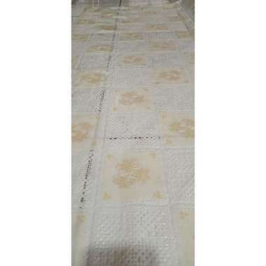 Taplak Meja Makan Plastik Persegi Meteran LongLace Warna Bunga Coklat