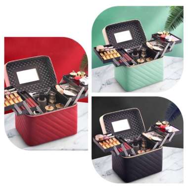 ONE-K1 BOX MAKE UP / Kotak Kosmetik / Makeup Beauty Case / Tas Cosmetic / Koper Kosmetik MERAH - PET