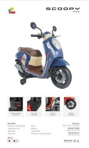 Motor Aki Mainan anak PMB 999 Honda SCOOPY Lisensi BIRU