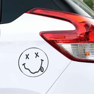 Sticker Mobil Cutting Vinyl Senyum Nirvana Smile Face Hitam
