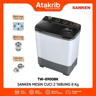 SANKEN MESIN CUCI 2 TB TW-8900BK / TW 8900 BK - 8Kg
