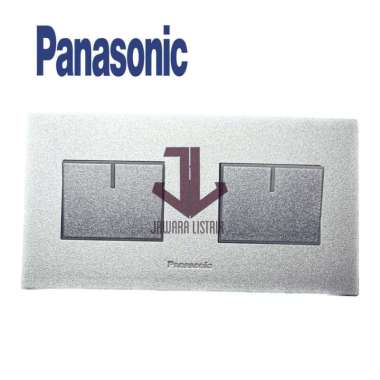PANASONIC SAKLAR 2 GANG MATA BESAR WESJ78049MWS + WESJ5941MWS SILVER