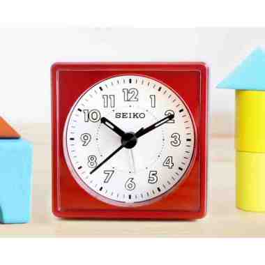 SEIKO QHE 083 Flash Alarm Light Lumibrite Quiet Sweep Jam Weker White Red