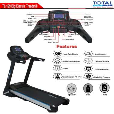 Total Fitness TL-199 TREADMILL ELECTRIC 3HP MOTOR DC 1 tahun SILVER