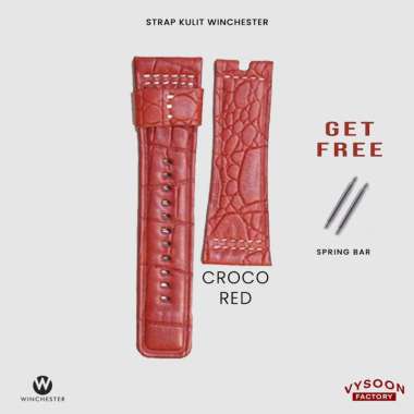 Tali Jam Tangan Seven Friday Kulit Handmade Leather Strap Watch 30mm Croco Red