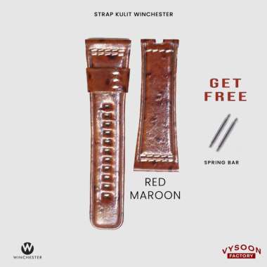 Tali Jam Tangan Seven Friday Kulit Handmade Leather Strap Watch 30mm Red Maroon