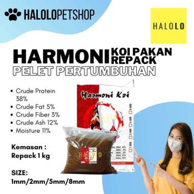 Pakan Pelet Koi HARMONI KOI 1mm / 2mm / 5mm / 8mm Pertumbuhan 1 Kg 8 mm