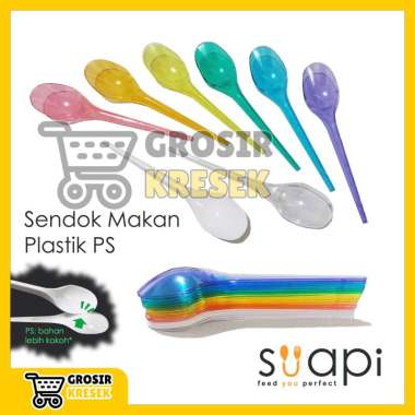 A77 Sendok Makan Plastik PS SUAPI isi 50 / 100 Warna Putih Merah Biru Hijau Ungu Kuning Orange Orany