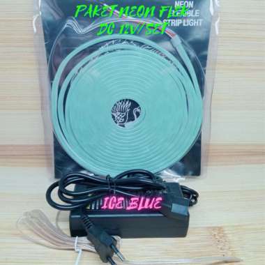 Paket Lampu Selang Neon Flex Led Strip Fleksibel Dc 12V 5 Meter/Set Ice blue