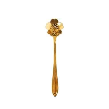 SK-C766 Sendok Korea Teh Kopi Kecil Stainless Steel Motif Love Elegant Warna Gold / Sendok Bunga Ema
