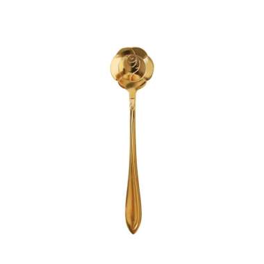 SK-C766 Sendok Korea Teh Kopi Kecil Stainless Steel Motif Love Elegant Warna Gold / Sendok Bunga Ema