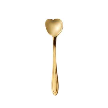 SK-C766 Sendok Korea Teh Kopi Kecil Stainless Steel Motif Love Elegant Warna Gold / Sendok Bunga Ema