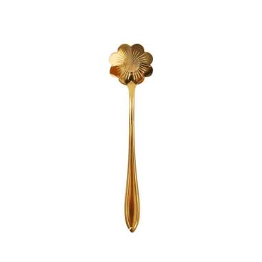 SK-C766 Sendok Korea Teh Kopi Kecil Stainless Steel Motif Love Elegant Warna Gold / Sendok Bunga Ema