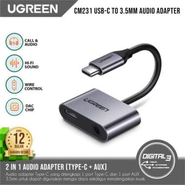 Ugreen Audio Adapter 30W CM231 Splitter Type C to DC 3.5MM + USB-C DAC