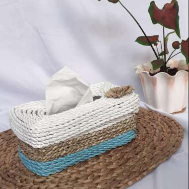 Tempat Tissue Tisu kotak enceng gondok seagrass pandan anyaman jogja sea biru