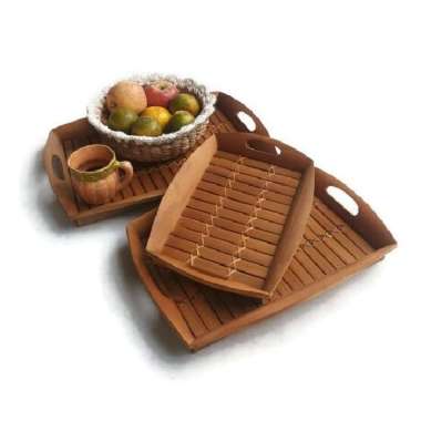 Nampan bambu / baki bambu / bamboo tray / tempat saji / tatakan bambu L