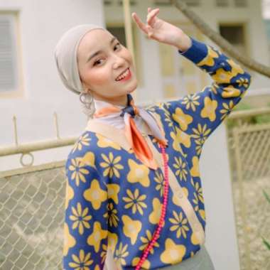 SWEATER CARDIGAN MOUNA KARDIGAN RAJUT KOREA MOTIF BUNGA PREMIUM Green