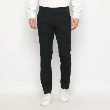 POLICE Celana Cargo Panjang Dark Navy Slim Fit Cotton Premium Pria 33 DK.Navy