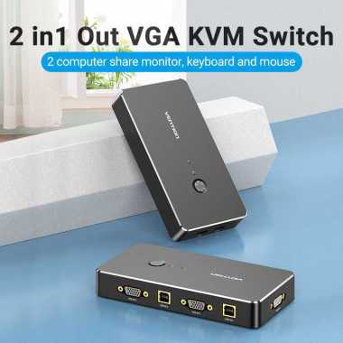 Vention KVM Switch VGA 1080p USB Printer Sharing Keyboard Mouse 2 Port VGA