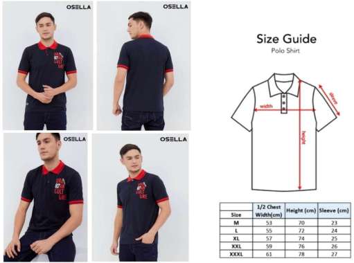 OSELLA ARNETT ORIGINAL KAOS POLO BASIC REGULER FIT HITAM XL/XXL