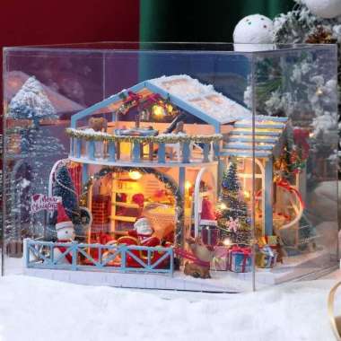 DIY Miniatur Rumah DIY Miniature House Doll House Rumah Boneka Christmas Snowy