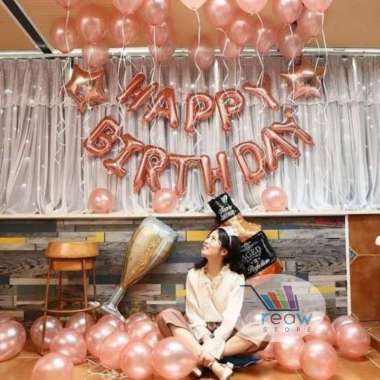 Tema Rose Gold 03 Paket Dekorasi Balon Ulang Tahun Multicolor