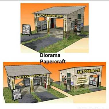 Diorama Papercraft Garasi Auto service Diorama Diecast