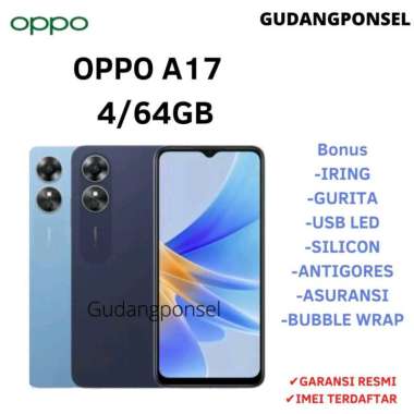 OPPO A17 RAM 4/64GB GARANSI RESMI OPPO + BONUS hitam