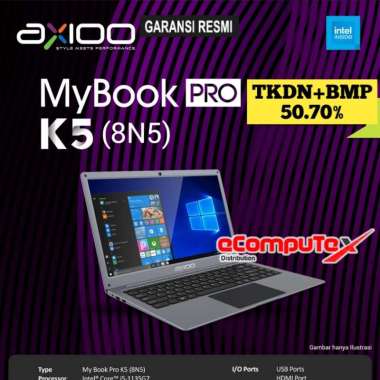 LAPTOP AXIOO MYBOOK PRO K5 (8N5) TKDN (i5-1135G7/8G/512G SSD NVME) GARANSI RESMI