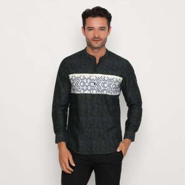 Platini Kemeja Koko Pria Lengan Panjang Katun Hitam 961174 S