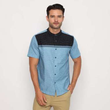 Platini Kemeja Koko Pria Lengan Pendek Katun Biru 931162 M