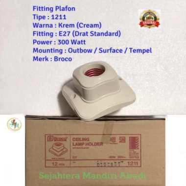 Fitting Plafon Broco 1211 Dudukan Lampu Holder E27 Krem Cream Limited