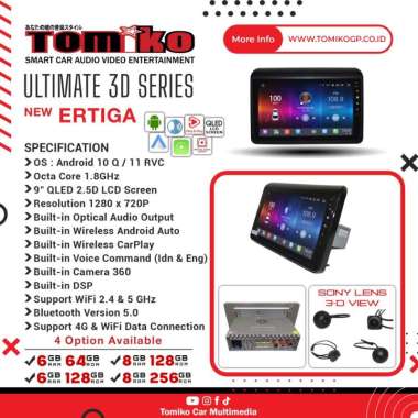 Head Unit Android Tomiko OEM Ultimate 3D Series for Suzuki New Ertiga 6GB | 64GB