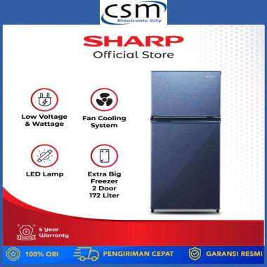 Sharp Kulkas 2 Pintu SJ-195MD-SG/SR / SJ 195 MD SG SR - Silver Gray Garansi Resmi