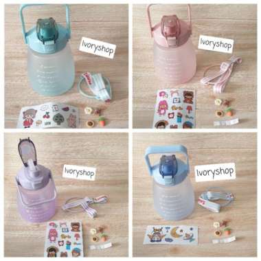 Botol Minum Gemoy 1.2 Liter / 1200Ml Motivasi Pastel Free Sticker 3D Ungu