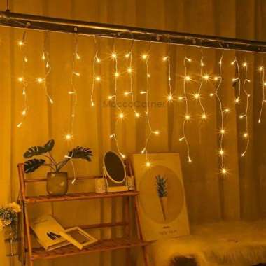 Lampu Tirai Led 100 Warm White Lampu Hias Dekorasi Curtain Light