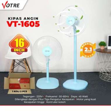 Kipas Angin Berdiri Stand Fan 16 Inch 2 Fungsi Berdiri & Meja VOTRE VT-1605
