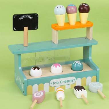 WOODEN TOYS KABI ICE CREAM, STAND CAKE &TEA SET AFTERNOON - mainan pretend play mainan edukasi tea s