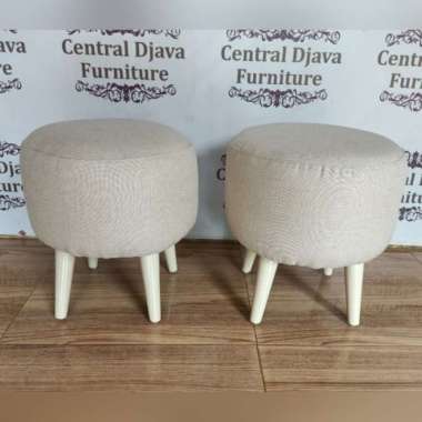 Kursi Sofa Stool Bulat Kayu Jati Puff Rias Mebel Jepara