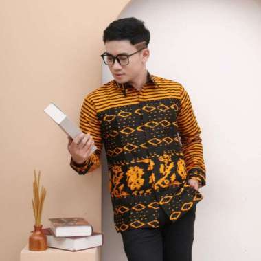 KEMEJA PRIA MOTIF TENUN TROSO Kuning XXL