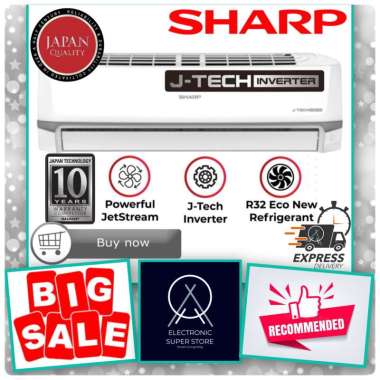 AC SHARP 1/2PK INVERTER AH-X6ZY X6BEY POWERFUL JETSTREAM COOLING AC 0.5PK LOW WATT INVERTER SHARP AC ONLY