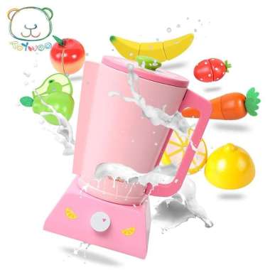 Pink Juicer Set mainan blender kayu edukasi playpretend