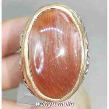 Batu Cincin Kecubung Rambut Merah Kinyang Asli Kode 2137 Merah