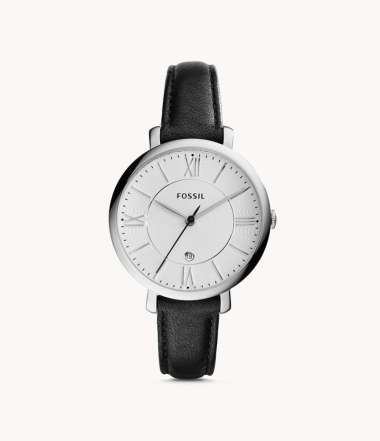 FOSSIL Jacqueline ES-3972 Leather Original Jam Tangan Wanita Silver Black
