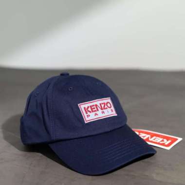 Kenzo Paris Logo Embroidered Baseball Cap in Navy Blue