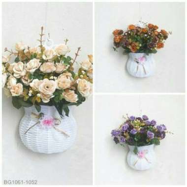 bunga mawar/bunga gantung/hiasan rumah/bunga hias/pot bunga/pot tempel