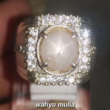 Batu Cincin White Safir Star Srilangka Asli (Kode 1934) Putih